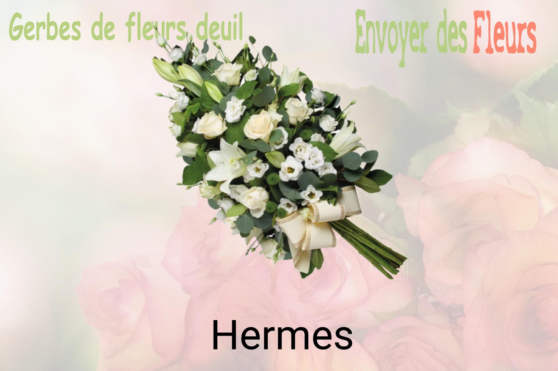 Gerbe de fleurs de deuil livrée à Hermes